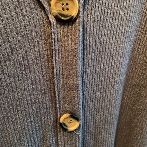 We the free Gray Ribbed Cardigan with Button Detail